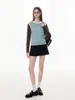 Blusa de tricô de manga longa color block de alta qualidade estilo francês para mulheres, outono, corte justo, amigável à pele, para usar por baixo