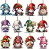 12 Piezas Nuevos Adornos de Gnomo Navideño Madera Rústica Para Colgante de Árbol de Navidad Tema de Amor Colgante de Madera
