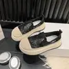 Estilo Coreano Nuevo Tejido de Lino Paja Tejida Cubre Pies Suela Gruesa Zapatos Casuales de Plataforma Zapatos de Pan Para Personas Bajas 5cm Zapatos de Mujer