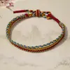 Pulseira Tecida à Mão Flor de Pessegueiro Três Vidas Três Mundos, Corda de Cinco Cores Corda Vermelha Pulseira da Sorte para Homens, Mulheres e Crianças