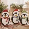 Decoración Navideña de Pingüino con Sombrero de Venta Caliente Transfronteriza, Adorno de Madera de Múltiples Niveles, Bandeja Escalonada, Decoración de Mesa Festiva