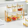 Frasco de Condimentos para el Hogar Sal y Glutamato Monosódico Botella Frasco de Condimentos Lujo Ligero Caja de Condimentos de Alto Valor juego con Estante de Almacenamiento Almacenamiento de Cocina