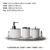 Dispensador de Jabón de Acero Inoxidable con Pelo de Caballo Taza de Cepillo de Dientes de Cuero para Baño Set de Baño Combinación de Bandeja para Botellas de Loción Villa