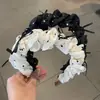 Faixa de Cabelo de Bolinhas Preto e Branco de Cano Alto da Moda para Mulheres, Adequada para Uso Diário e Lavar o Rosto, Faixa de Cabelo e Acessório de Cabelo Especializado