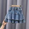 Falda Corta de Mezclilla de Verano para Niñas Estilo Western para Bebé para Niños Personalizada de Marca Trendy Estilo Coreano a la Moda Celebridad de Internet Falda de Pastel con Volantes