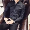 Camisa de manga larga para hombre con cuello pequeño de tendencia al por mayor de comercio exterior, corte slim coreana, rufián espiritual, chico guapo, camisa de color sólido