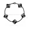 Pulsera de Calcedonia Morada Natural de Cinco Flores [Versión Alta Dorada V Chapado Grueso en Oro] Pulsera de Trébol de Cuatro Hojas de 18 Quilates para Mujer, Artesanía Exquisita