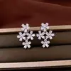 Pendientes de Zirconia Aguja de Plata Corazón de Gota de Agua Flor Estilo Dulce Festivo Pendientes Versátiles de Moda Lujo Ligero Pendientes de Alta Gama