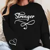 Sudaderas Impresas Más Fuertes Que la Tormenta Sudaderas Casuales para Mujer Cuello Redondo Sudaderas de Otoño Top a Cuadros de Moda