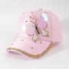 Boné de Beisebol Hip-Hop Masculino Feminino Lantejoulas de Borboleta Rebite de Metal Strass Flor Acessórios Namoro Boné Protetor Solar