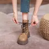 Botas Martin de Couro Macio Pretas com Solado Grosso Femininas 2026 Nova Coleção Primavera/Outono Estilo Britânico Bico Redondo Cano Curto Botas Individuais Tendência