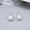 Nuevos Pendientes de Triángulo de Perla S925 de Plata para Mujer Estilo Mori Simple Microincrustados con Circonita Pendientes Coreanos Joyería DIY