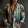 Cardigan de manga larga versátil para hombre, tendencia de moda otoñal transfronteriza, con estampado 3D de estilo vintage, directo de fábrica