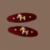 Pinza para el pelo de lana roja con diseño de poni y estrella de Año Nuevo para mujer, diseño dulce y único, herramienta para arreglar el flequillo para mujer