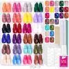 Caixa com Conjunto de Adesivos para Unhas Coloridos Sólidos de Média e Curta Duração, Franceses Foscos com Glitter, Pontas de Unha de Alta Qualidade Desgastáveis