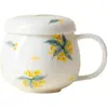 Taza de Té de Oficina Dinastías Tang y Song, Taza de Té Cerámica con Flores de Osmanthus para Uso Doméstico, Taza con Separador de Té y Agua con Recipiente Interior, Taza Personal