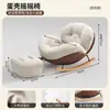 Cadeira de Balanço Reclinável para Adultos, Adequada para Dormir, Design de Casca de Ovo na Cor Creme, Cadeira de Lazer para Varanda de Casa, Cadeira Sofá Preguiçosa para Sala de Estar