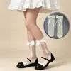 Calcetines tobilleros de cinta con lazo estilo Lolita, calcetines transparentes de lunares, calcetines dulces hasta la pantorrilla estilo japonés, disponibles para envío inmediato