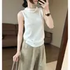 Chaleco de Punto con Cuello Alto para Mujer 2026 Otoño Nuevo Estilo Coreano Ropa Exterior Casual Ajustado Prenda Interior Top sin Mangas