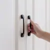 Maçaneta Preta Estilo Americano, Maçaneta Estendida para Porta de Guarda-Roupa, Maçaneta para Porta de Gaveta e Armário, Maçaneta Pequena Simples Espessa Sólida