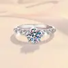 Anillo de Compromiso de Diamante Moissanita Nueva Copo de Nieve Transfronterizo de 1 Quilate Moissanita Encaje Seis Garras para Mujer Anillo de Plata de Ley 925