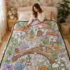 Manta de Franela con Graffiti Floral de Bosque de Hongos Modelo Nuevo 2026 Manta Cubre Sofá para Siesta en la Oficina en Todas las Estaciones