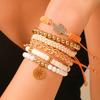 Pulsera Europea y Americana Popular Transfronteriza de Verano para la Playa Acero Inoxidable Colorida Árbol de Coco Tortuga Arcilla Suave Trenzada Juego de Pulseras