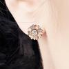 Pendientes de girasol con diamantes chapados en oro rosa de 14 quilates, joyería natural, regalo de aniversario