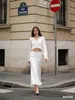 Marca Z Comercio Exterior Za2026 Nuevo Traje Casual de Primavera para Mujer con Encaje Calado Parche Conjunto de Top y Falda