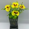 Simulação Transfronteiriça Arranjo de Flores Amor-perfeito de Cinco Pétalas Decoração de Paisagismo Residencial Flores Artificiais Flores de Seda Plantas Verdes Ornamentos Externos Atacado