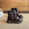 Botas de Pierna de Pantalón Melanoides para Mujer Botines Cortos Moda Otoño Invierno 2026 Versátiles Con Terciopelo Adicional Botas Fruncidas Retro Botas Martin