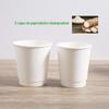 Copo de Papel Descartável Personalizado de Camada Dupla, Copo Branco Simples Espessado Isolado para Bebidas Quentes com Tampa, Copo de Papel Biodegradável