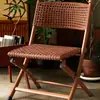 Silla Plegable de Ratán Silla de Ratán para el Hogar Balcón Asiento con Respaldo para Personas Mayores Taburete Plegable Portátil para Camping al Aire Libre Taburete Pequeño