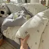 Juego de Ropa de Cama para Dormir Nude 100% Algodón Clase A para Mamá y Bebé Juego Floral de Cuatro Piezas Sábana de Algodón Puro Pequeña Fresca ins Juego de Tres Piezas para Dormitorio