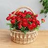 Cesta de Flores de Mimbre de Mano, Cesta de Ratán, Cesta de Almacenamiento para Salida de Picnic de Verano, Cesta de Princesa con Arreglo de Flores Artificiales