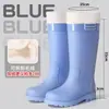 Botas de lluvia casuales impermeables, elásticas, para todas las estaciones, impermeables y antideslizantes, con forro de polar, estilos de media pantorrilla y alta para mujer para el invierno