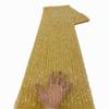 Tela de malla de encaje con bordado de tubo de cuentas y lentejuelas, tela de vestido bordada, tela de encaje con cuentas