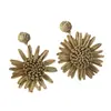Brincos de Girassol Novos Tecidos de Ráfia Estilo Resort Boêmio Brincos de Flor Retro Europeus e Americanos Joias