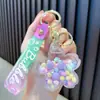 Chaveiro de flor de feijão de gelatina de óleo pingente de bolsa de menina requintada chaveiro de carro pequeno presente atacado