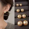 Pendientes de Perla de Imitación Color Dorado Champagne para Mujer, Perlas Redondas, Pendientes de Moda y Lujosos, Pendientes Elegantes y Únicos de Bombilla