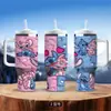 Stanley termo de 40 oz con asa para coche, taza de viaje con pajilla, vaso frío de hielo para coche, taza de agua de personaje kt cat