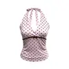 2026 Otoño transfronterizo europeo y americano comercio exterior nuevo sexy fruncido lunares elegante fiesta casual vacaciones tirantes top sin mangas