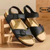 Sandálias Birkenstock de Couro com Solado Grosso de Cortiça, Nova Coleção de Verão, Fivela Dupla, Sandálias Casuais de Praia para Homens, Transfronteiriço