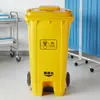 Cubo de Basura Amarillo Engrosado para Residuos Médicos, Contenedor Comercial con Pedal y Ruedas, 15L 30L, para Hospitales y Clínicas