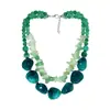 Collar Europeo y Americano Exagerado Asimétrico con Perlas Verdes de Doble Capa Moda Personalizada Estilo Festivo Cadena para Clavícula