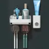 Soporte para cepillos de dientes sin perforaciones, vaso para enjuague bucal, vaso para cepillos de dientes, montaje en pared, caja de almacenamiento montada en la pared para baño, juego de cepillos de dientes