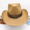 Sombrero de Vaquero para Hombre de Amazon Transfronterizo, Sombrero de Paja con Pintura en Spray y Acabado Vintage, Sombrero para Exteriores, Elegante Sombrero de Paja con Protección UV