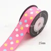 Fita de embalagem de presente com bolinhas de 25mm para grampo de cabelo, caixa de bolo DIY, cinto decorativo, fita de tecido 10 jardas/Rolo