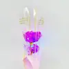 Buquê Colorido de Rosa com Folha de Ouro Transparente de Haste Única Presente Promocional de Dia dos Namorados Flores Artificiais