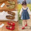 Zapatos pequeños de terciopelo estilo Chanel, zapatos de vestir para niños, zapatos de princesa para niñas, zapatos para bebé de punta poco profunda, adecuados para cumpleaños, bodas y atuendos Hanfu